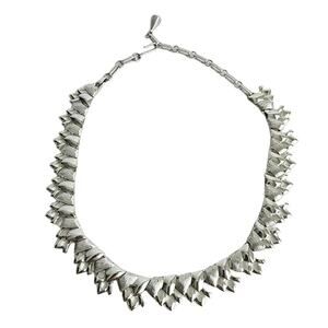 Vintage Coro Necklace Silver Tone Choker Collar Mid Century Modern 50s 60s Retro